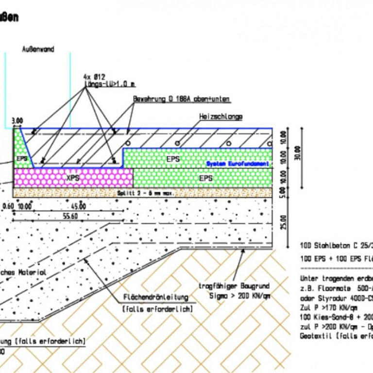 Thermobodenplatte Regelschnitt