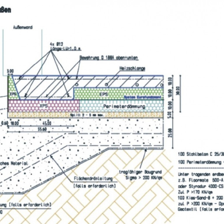 Thermobodenplatte Regelschnitt