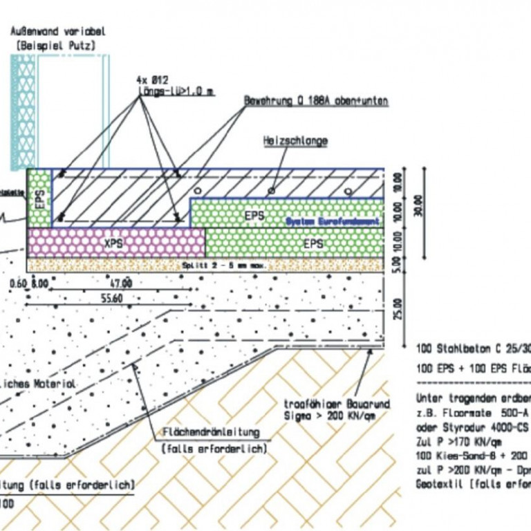 Thermobodenplatte Regelschnitt