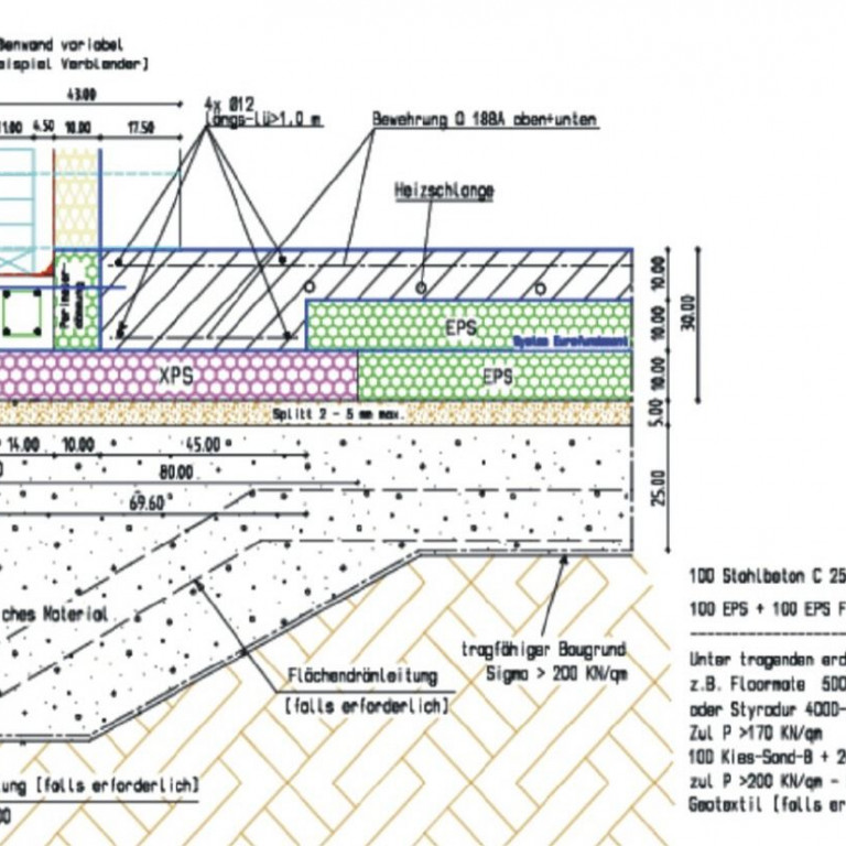 Thermobodenplatte Regelschnitt